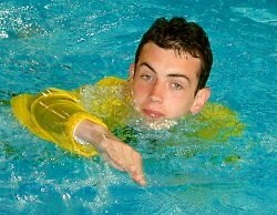 yellow anorak in pool